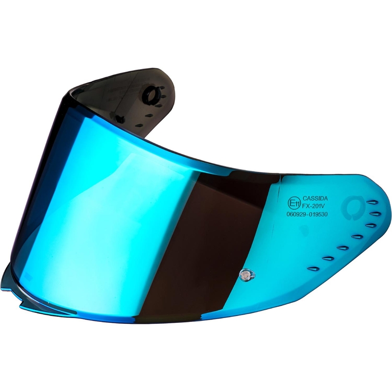 Visera para cascos Cassida AERO con preparación para Pinlock REVO espejo azul