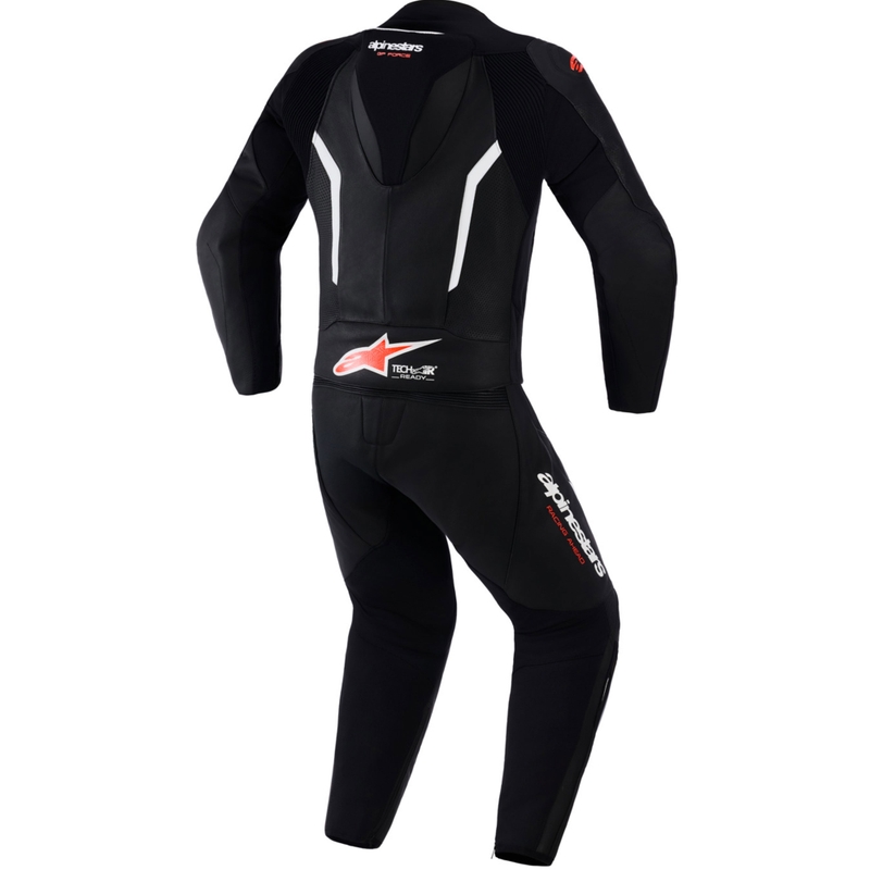 Mono de cuero de dos piezas Alpinestars GP Force V2 negro-blanco-rojo flúor