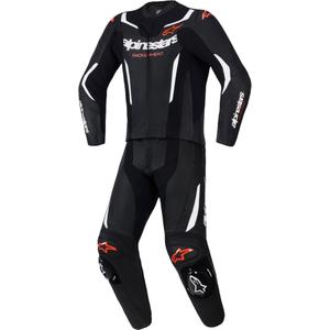 Mono de cuero de dos piezas Alpinestars GP Force V2 negro-blanco-rojo flúor