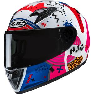 Casco integral de moto para niños HJC Y10 Mika MC28 blanco-rosa-azul