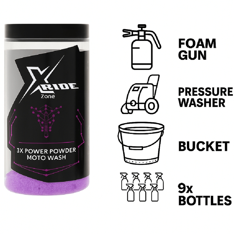 Champú en polvo para motocicletas XzoneRide® Power Powder-Moto Wash 60 g