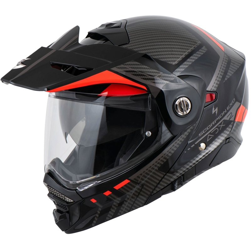 Casco de moto abatible Scorpion ADX-2 LEWIS negro-rojo