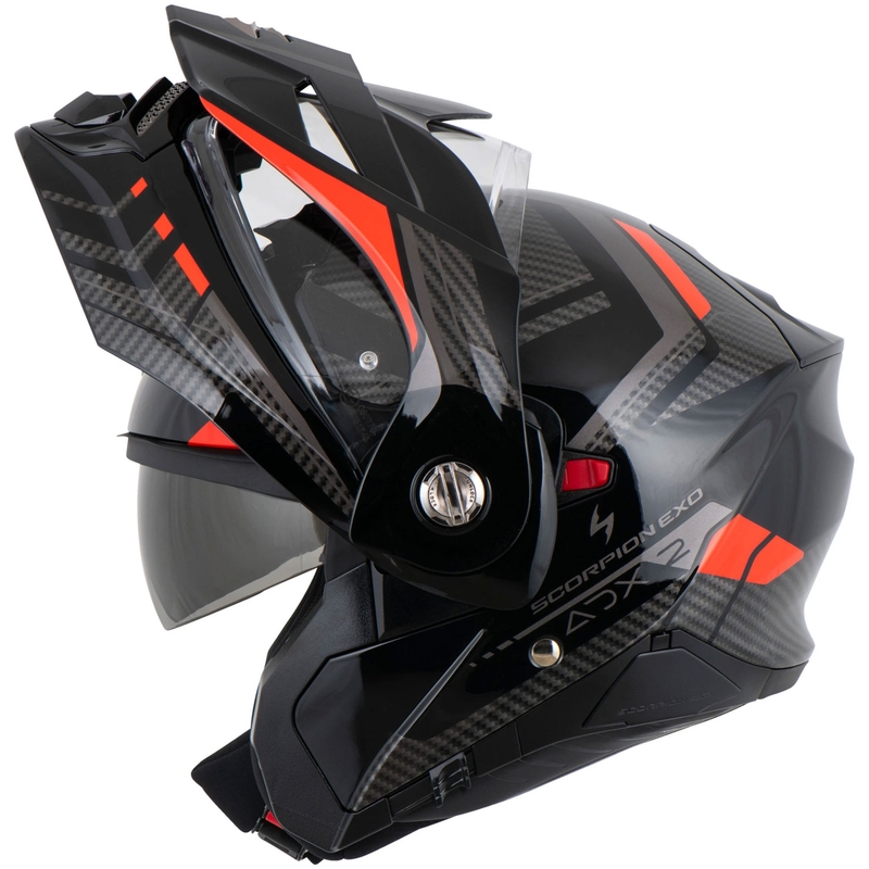 Casco de moto abatible Scorpion ADX-2 LEWIS negro-rojo