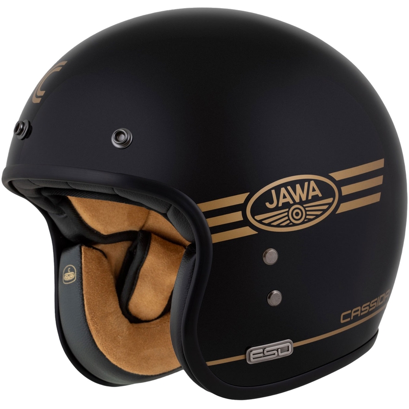 Casco abierto Cassida Eso Jawa Pérák negro perla-oro