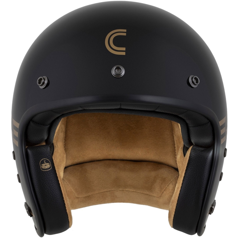 Casco abierto Cassida Eso Jawa Pérák negro perla-oro