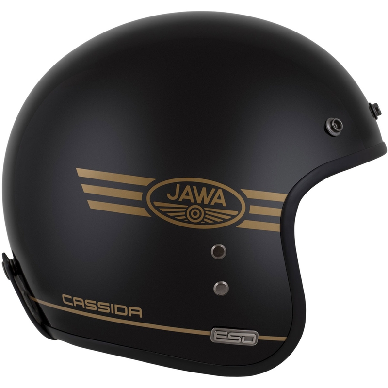 Casco abierto Cassida Eso Jawa Pérák negro perla-oro