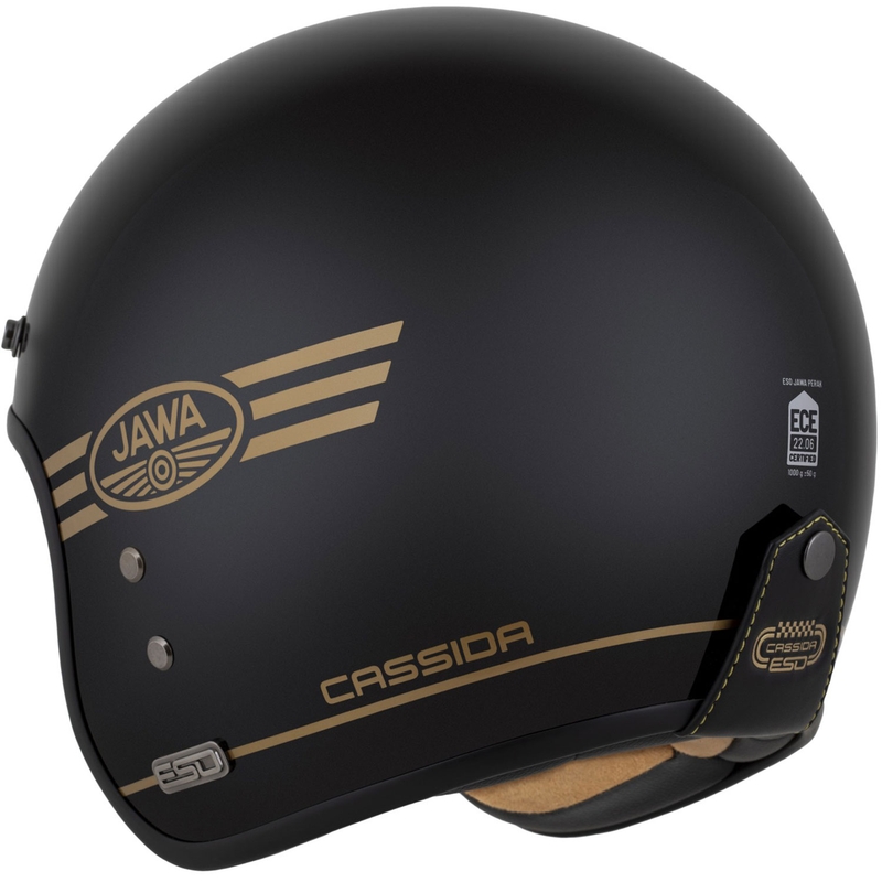 Casco abierto Cassida Eso Jawa Pérák negro perla-oro
