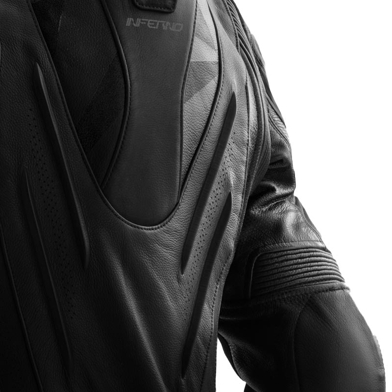 Chaqueta de cuero para motociclista Rebelhorn Inferno negra