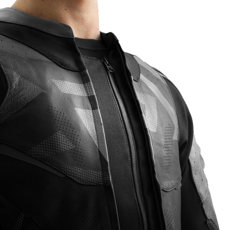 Chaqueta de cuero para motociclista Rebelhorn Inferno negra