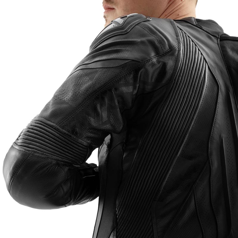 Chaqueta de cuero para motociclista Rebelhorn Inferno negra