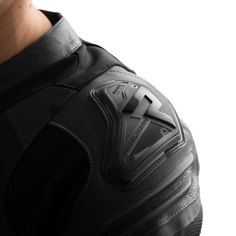 Chaqueta de cuero para motociclista Rebelhorn Inferno negra