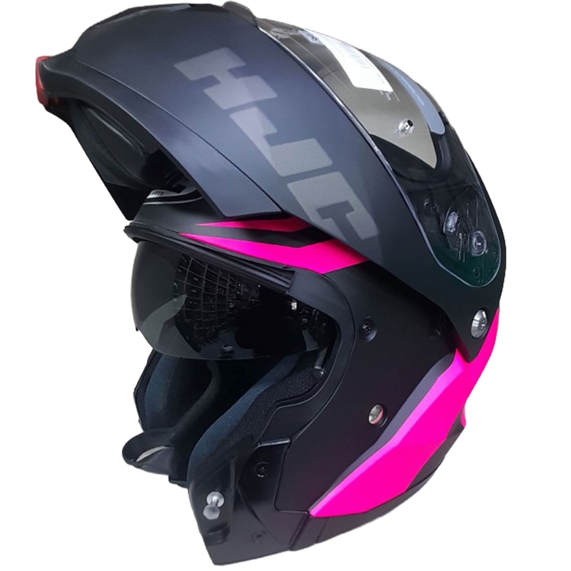 Casco de moto abatible HJC C91N Nepos MC8SF negro-rosa