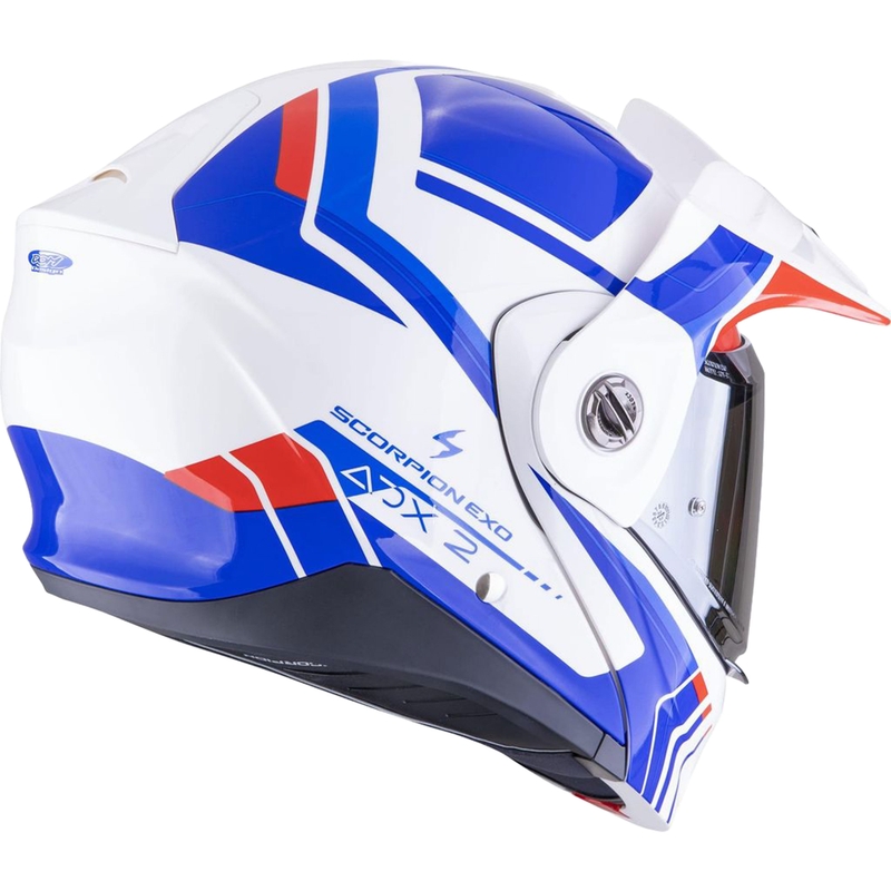 Casco de moto abatible Scorpion ADX-2 LEWIS blanco-azul-rojo