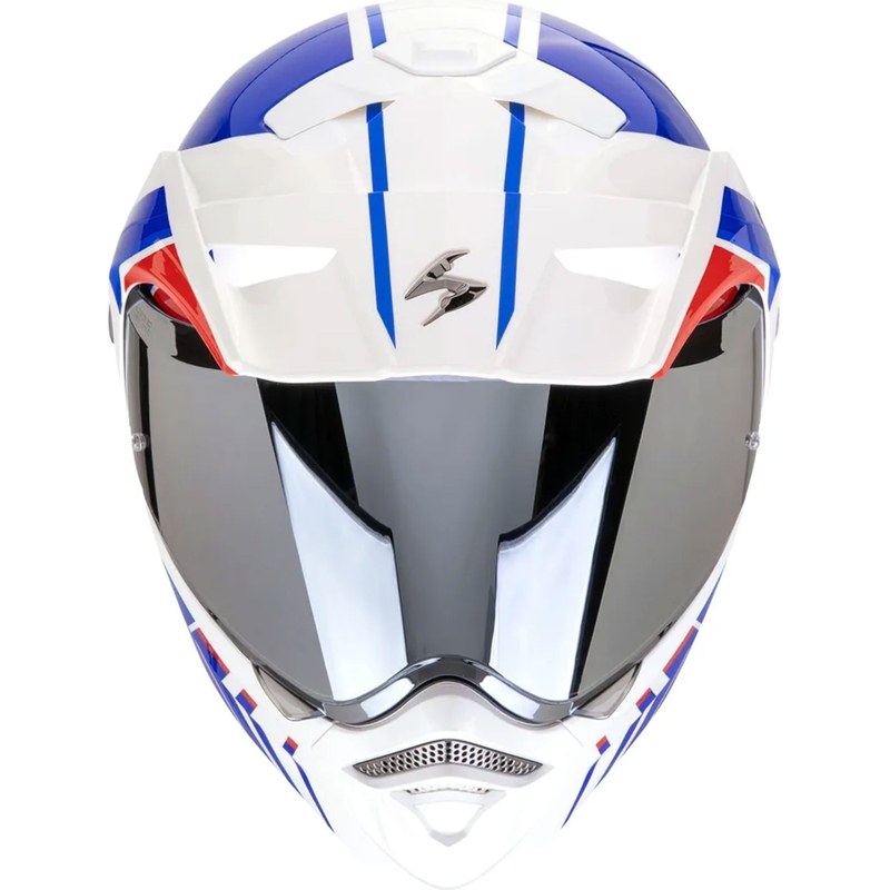 Casco de moto abatible Scorpion ADX-2 LEWIS blanco-azul-rojo