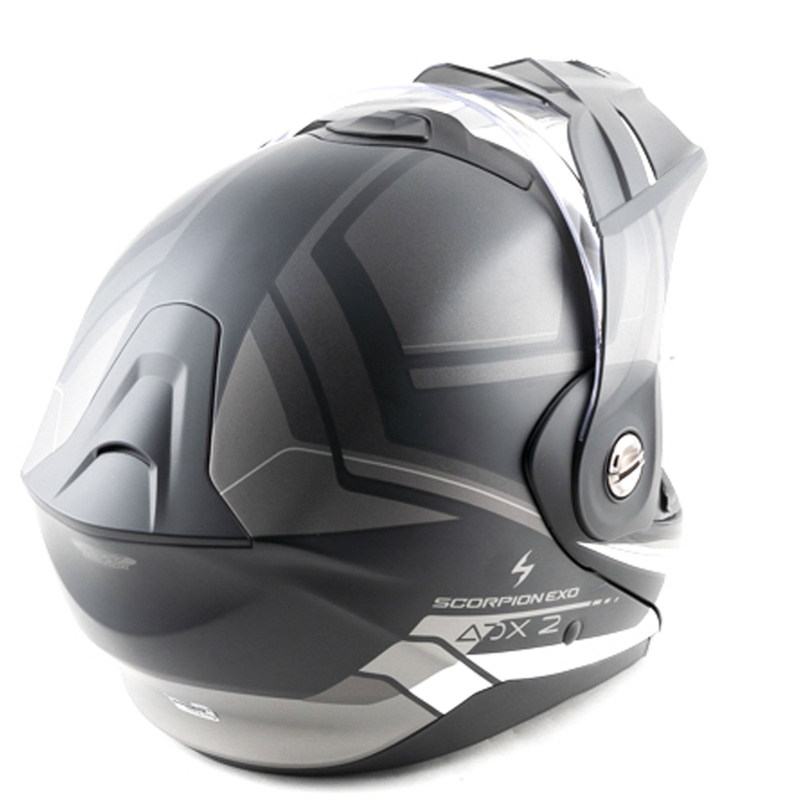 Casco de moto abatible Scorpion ADX-2 LEWIS negro mate-plata