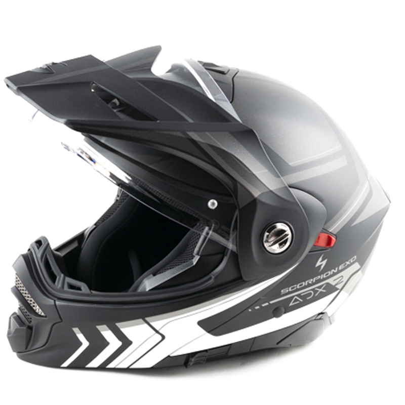 Casco de moto abatible Scorpion ADX-2 LEWIS negro mate-plata