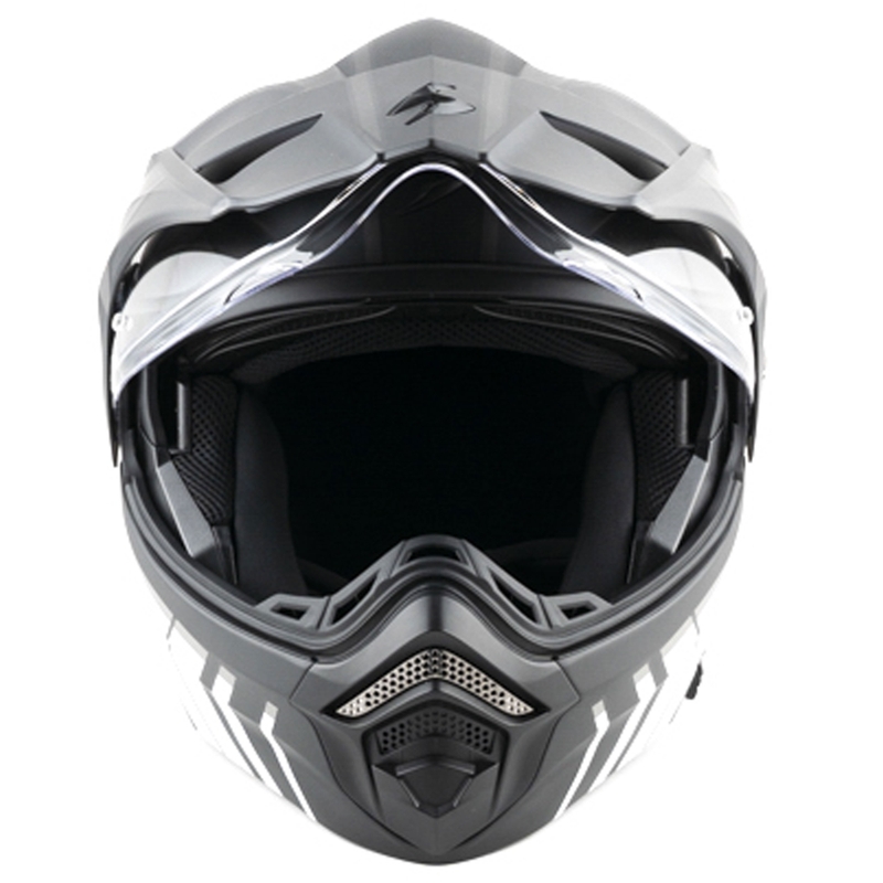 Casco de moto abatible Scorpion ADX-2 LEWIS negro mate-plata