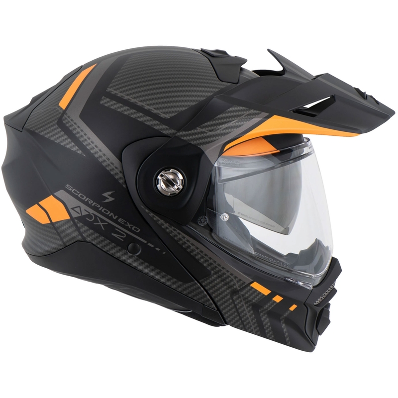 Casco de moto abatible Scorpion ADX-2 LEWIS negro-naranja mate
