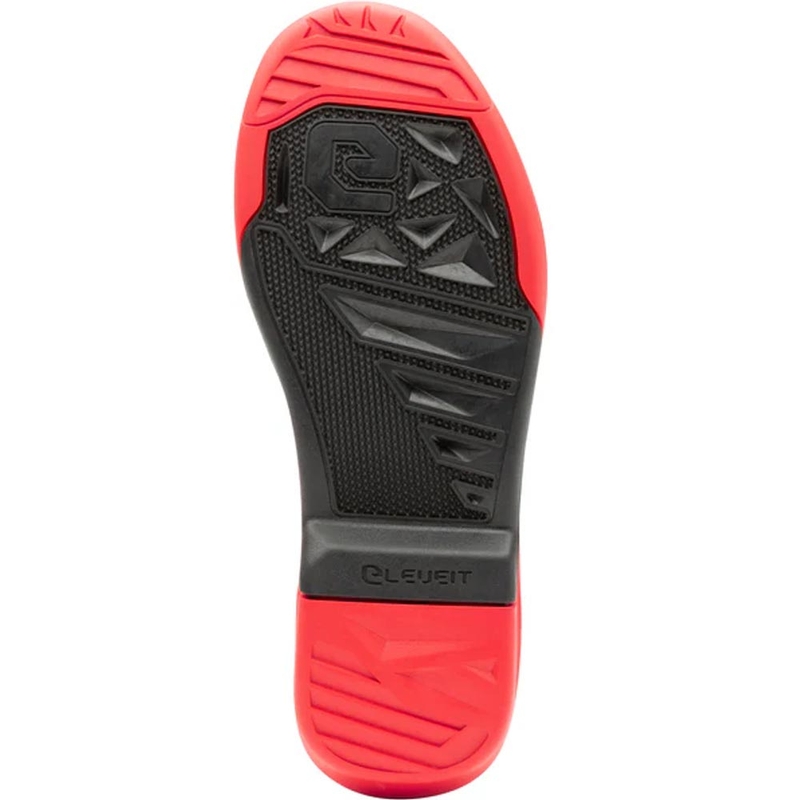 Botas de motocross Eleveit X-Peak para niños, color negro y rojo.