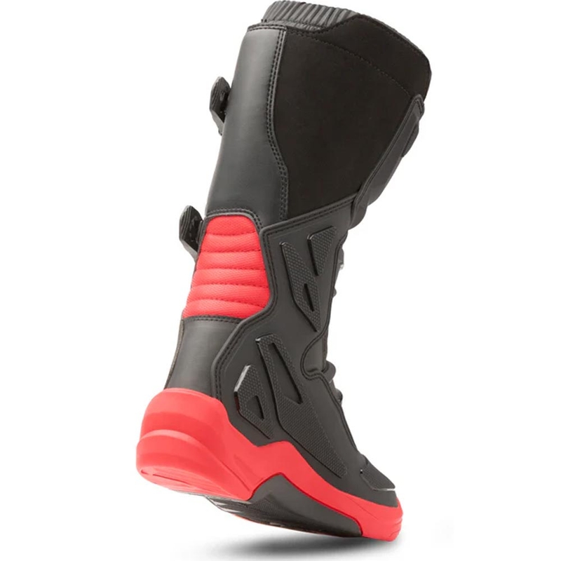 Botas de motocross Eleveit X-Peak para niños, color negro y rojo.