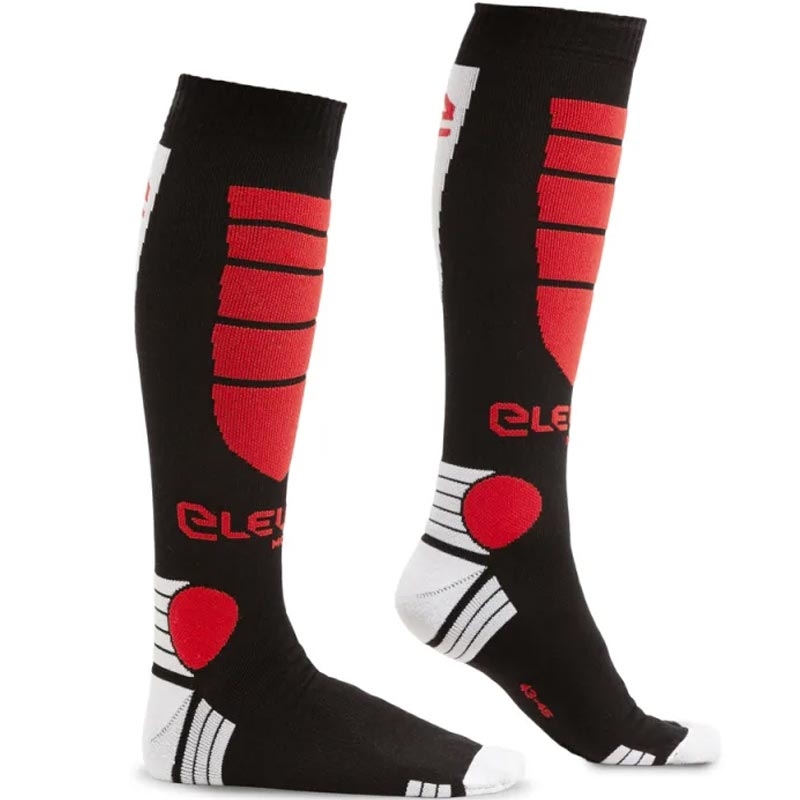 Calcetines hasta la rodilla con logo de Eleveit, color negro.