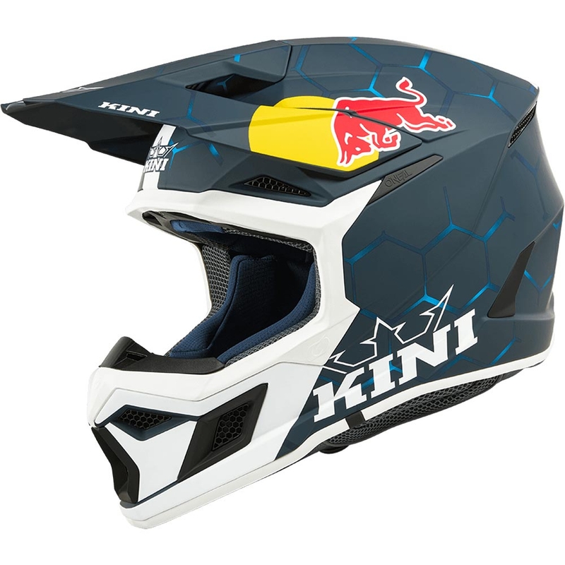 Casco de motocross infantil KINI Red Bull MX3 1.0 azul-blanco