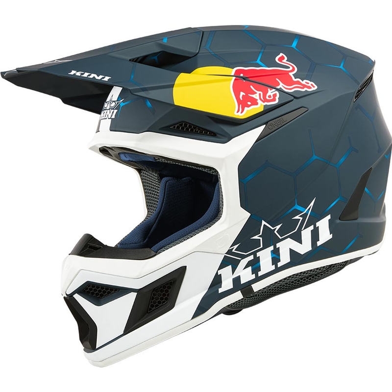 Casco de motocross infantil KINI Red Bull MX3 1.0 azul-blanco