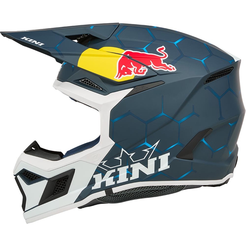 Casco de motocross infantil KINI Red Bull MX3 1.0 azul-blanco