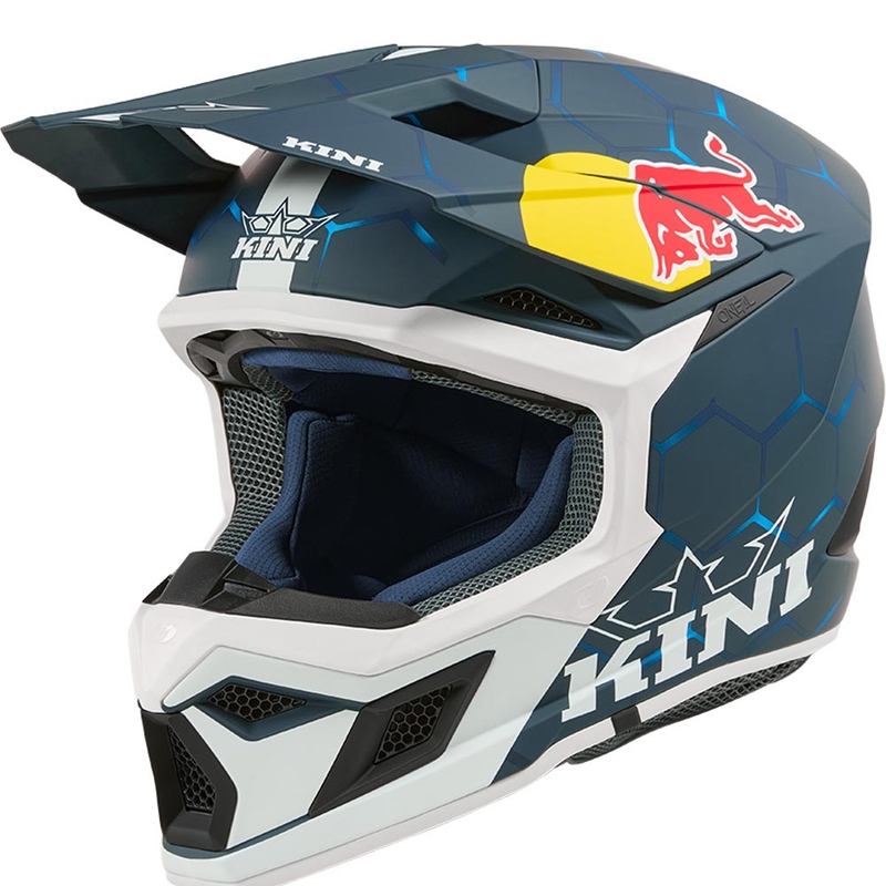 Casco de motocross infantil KINI Red Bull MX3 1.0 azul-blanco