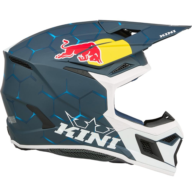 Casco de motocross infantil KINI Red Bull MX3 1.0 azul-blanco