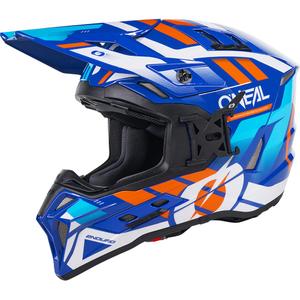 Casco de motocross O´Neal EX-SRS, color azul-naranja.