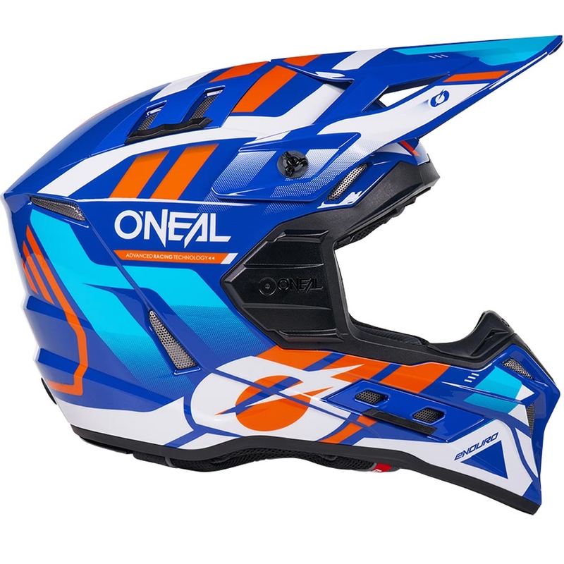 Casco de motocross O´Neal EX-SRS, color azul-naranja.