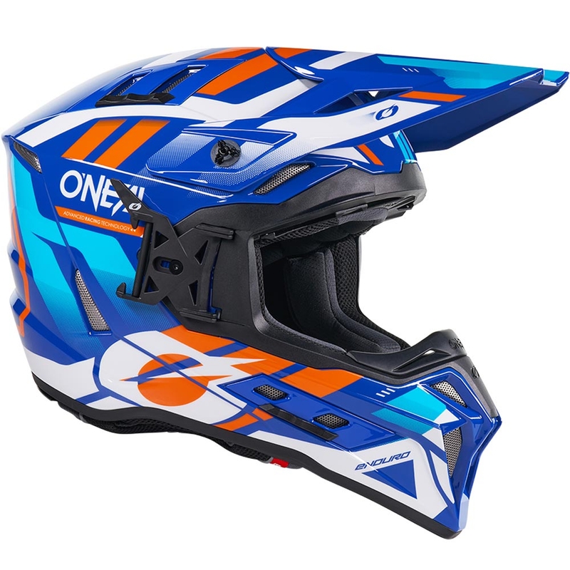 Casco de motocross O´Neal EX-SRS, color azul-naranja.