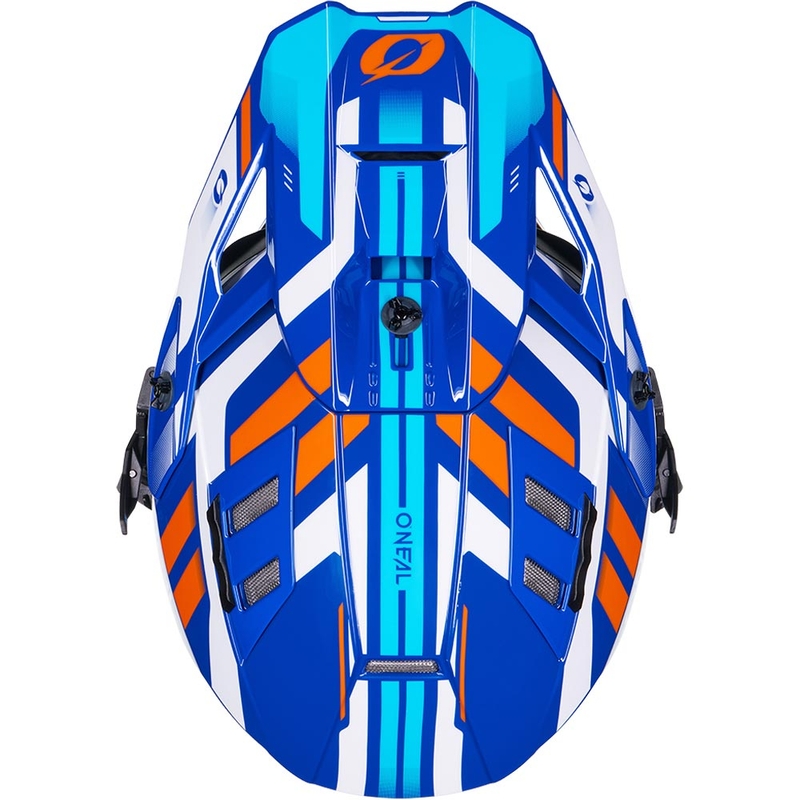 Casco de motocross O´Neal EX-SRS, color azul-naranja.