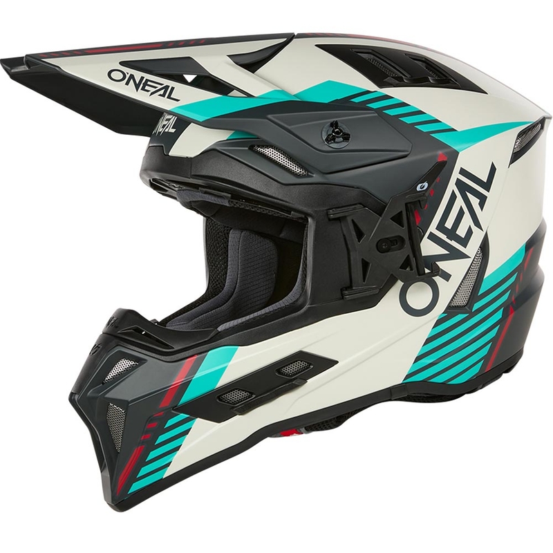 Casco de motocross O'Neal EX-SRS Quin gris-turquesa