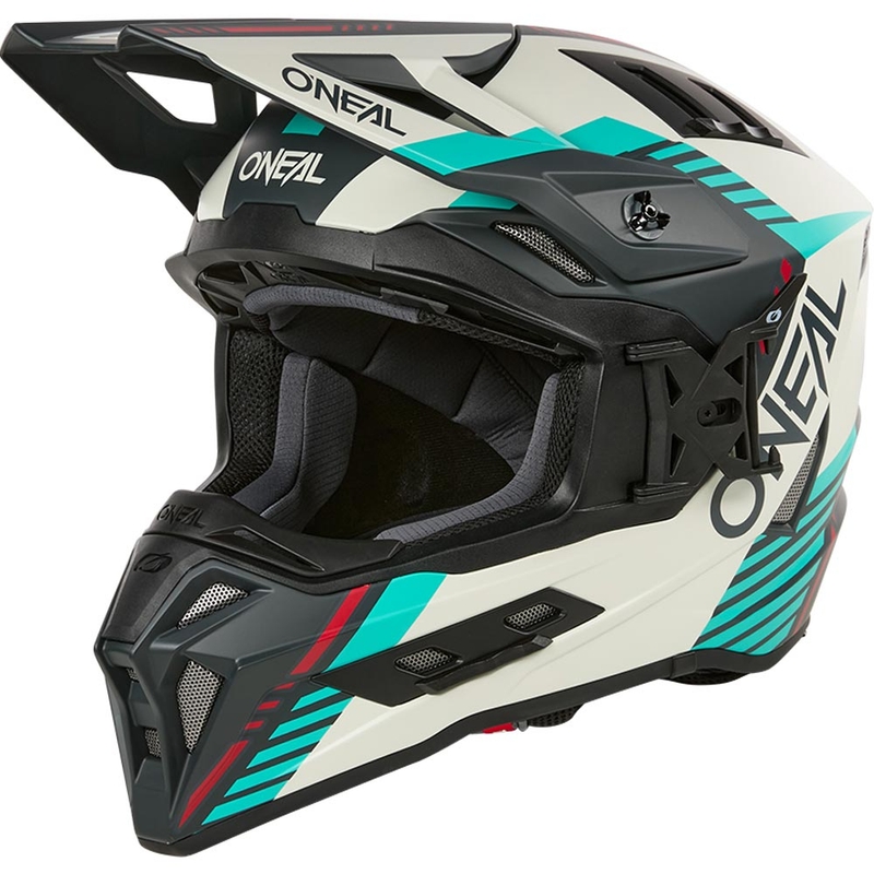 Casco de motocross O'Neal EX-SRS Quin gris-turquesa