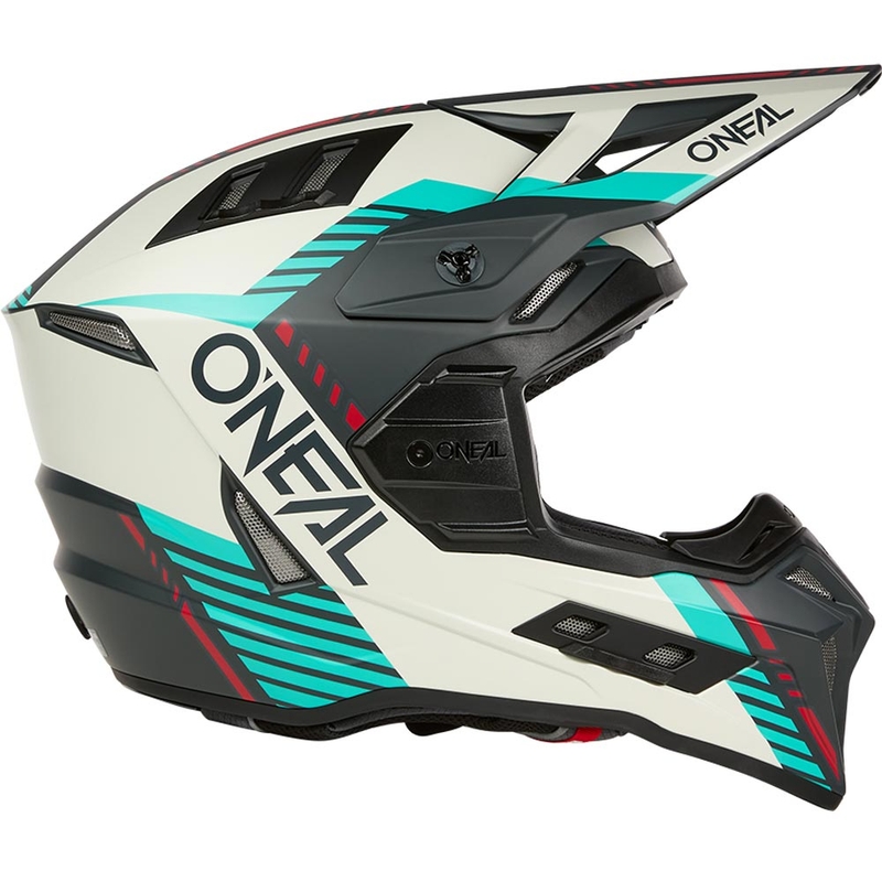 Casco de motocross O'Neal EX-SRS Quin gris-turquesa
