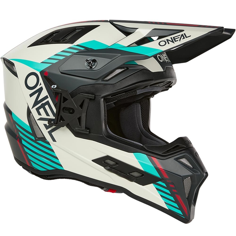 Casco de motocross O'Neal EX-SRS Quin gris-turquesa