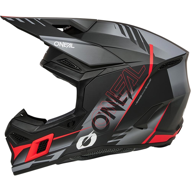 Casco de motocross O'Neal 3SRS Haze negro mate-gris-rojo