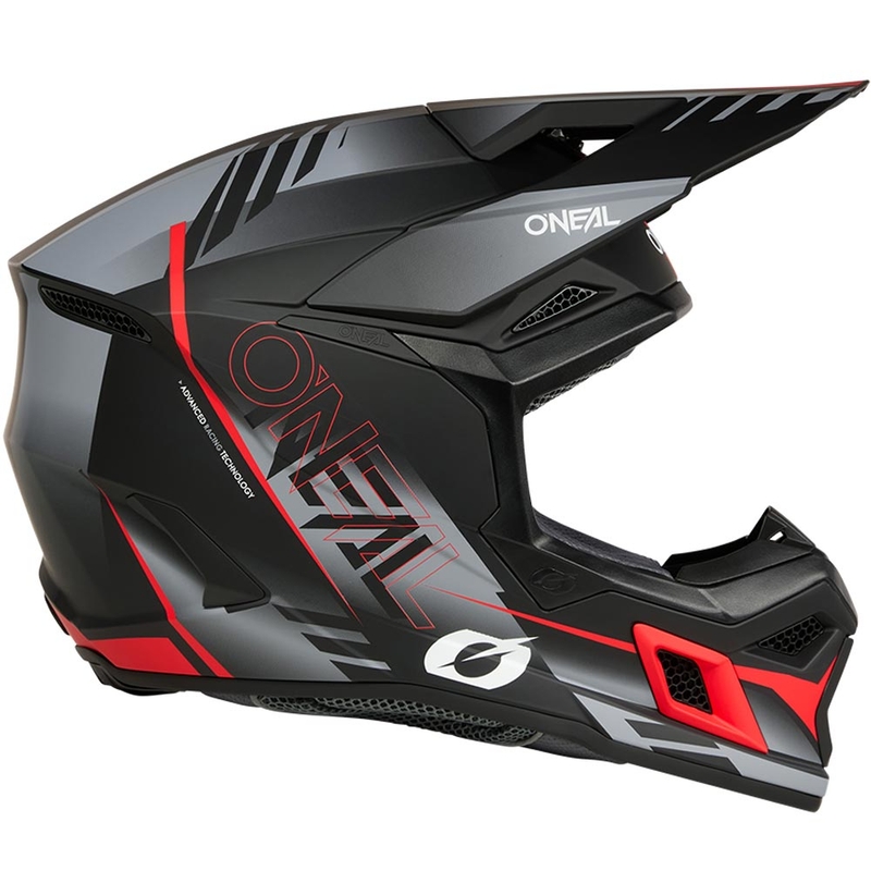 Casco de motocross O'Neal 3SRS Haze negro mate-gris-rojo