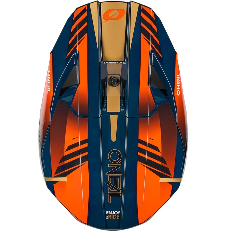 Casco de motocross O'Neal 3SRS Haze azul-naranja-dorado