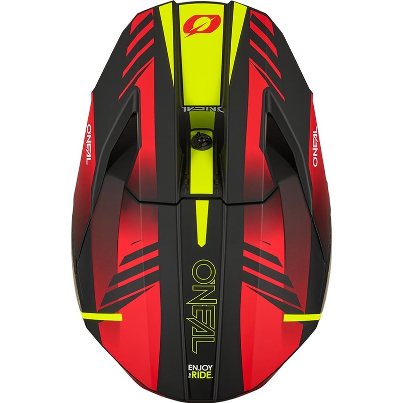 Casco de motocross O'Neal 3SRS Haze negro mate-rojo-amarillo flúor