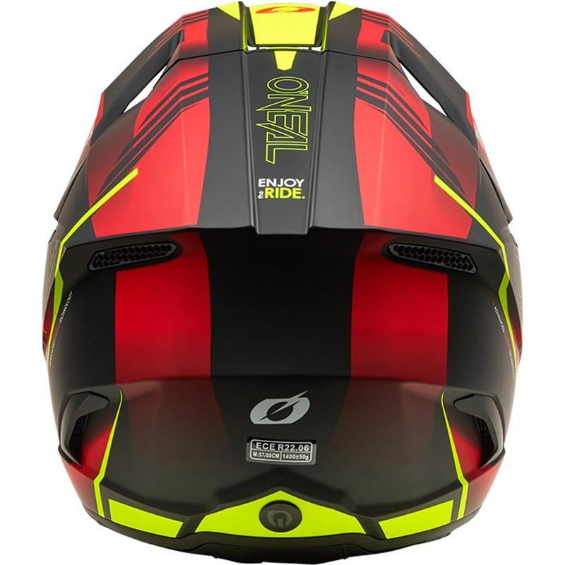 Casco de motocross O'Neal 3SRS Haze negro mate-rojo-amarillo flúor