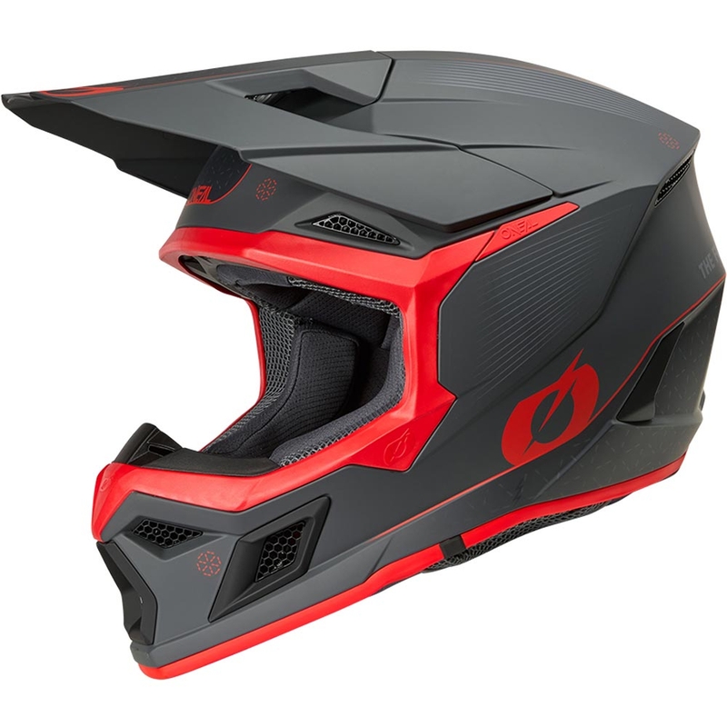 Casco de motocross O'Neal 3SRS E-stroke gris mate-rojo