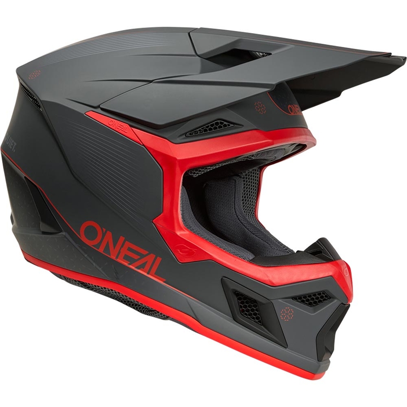 Casco de motocross O'Neal 3SRS E-stroke gris mate-rojo
