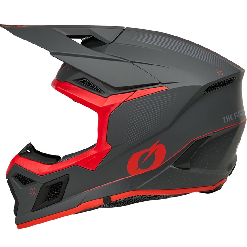 Casco de motocross O'Neal 3SRS E-stroke gris mate-rojo