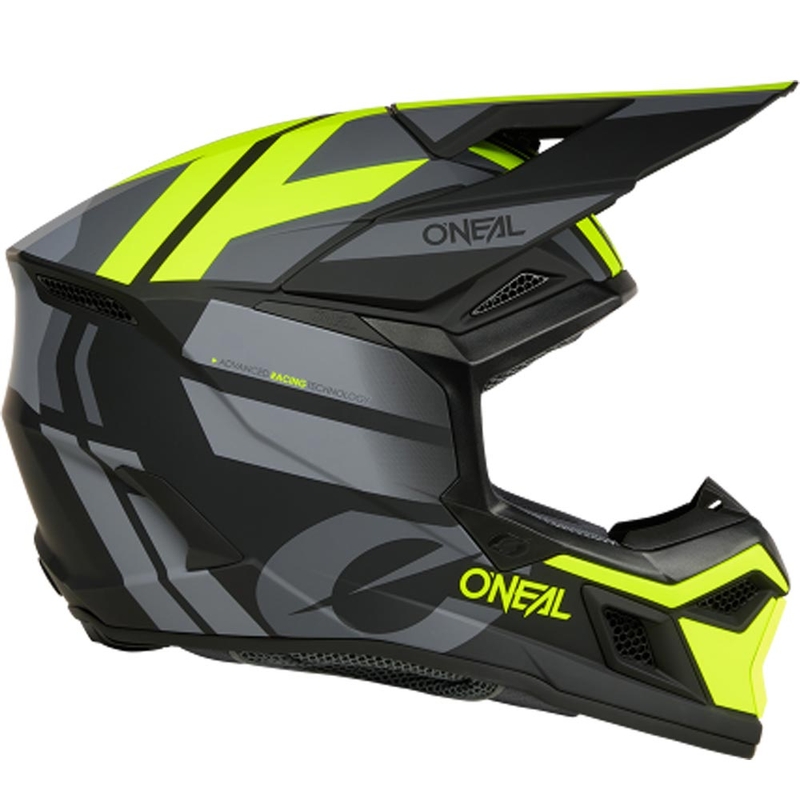 Casco de motocross O´Neal 3SRS Ride negro mate-gris-amarillo flúor