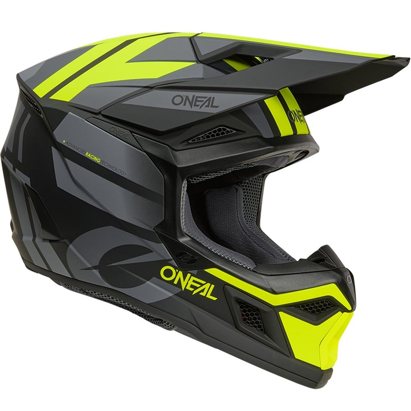 Casco de motocross O´Neal 3SRS Ride negro mate-gris-amarillo flúor
