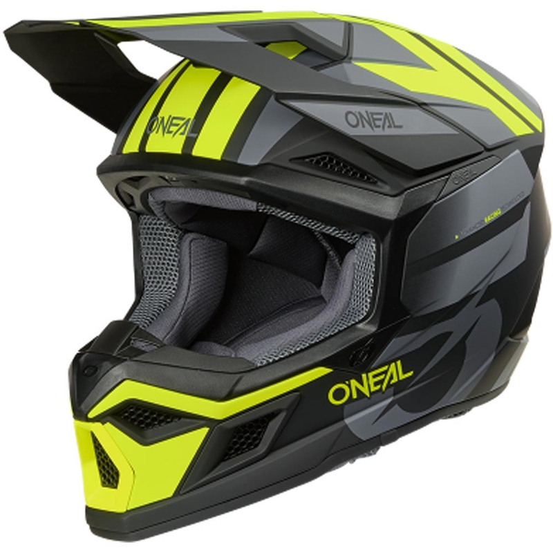 Casco de motocross O´Neal 3SRS Ride negro mate-gris-amarillo flúor