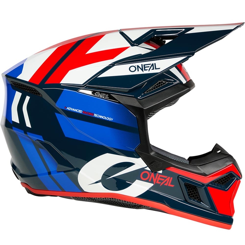 Casco de motocross O'Neal 3SRS Ride azul-blanco-rojo